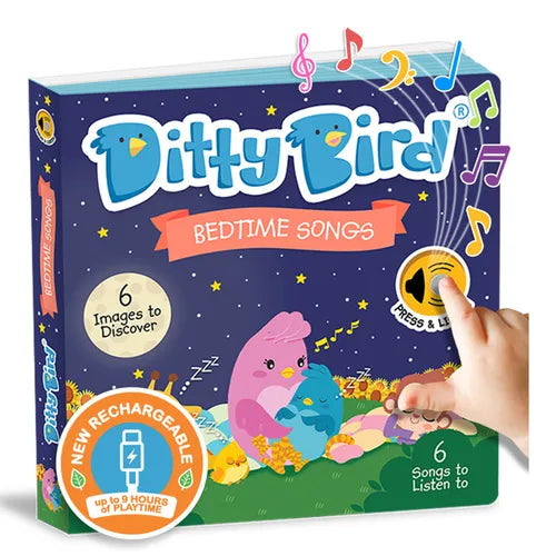 Ditty Bird Bedtime Songs Interactive Musical Book for Toddlers 1- 3 Baby Sound Book You Are My Sunshine