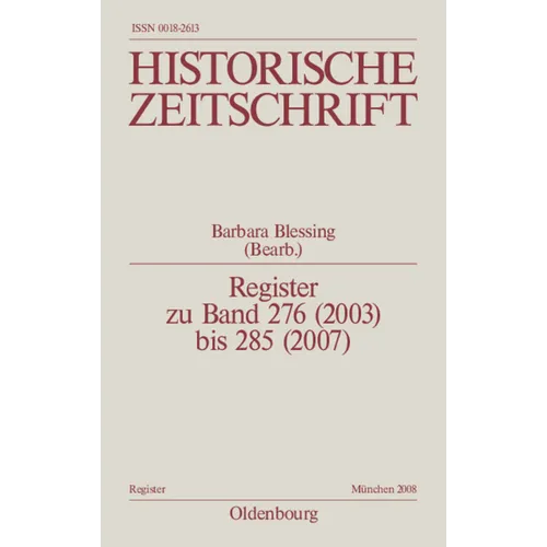 Register Zu Band 276 (2003) Bis 285 (2007)