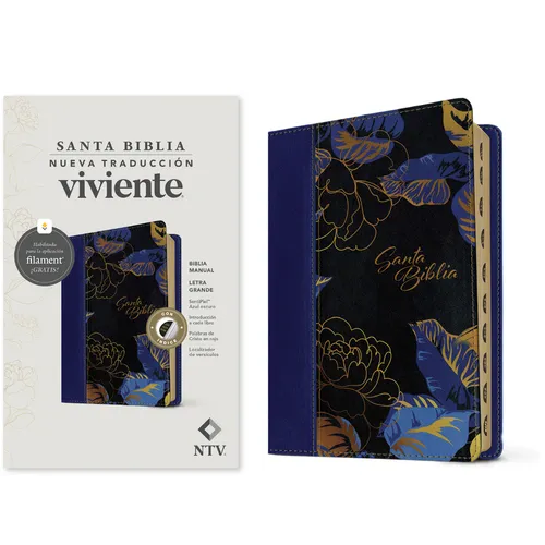 Biblia Manual Ntv, Letra Grande Con Filament (Sentipiel, Azul Oscuro, Índice, Letra Roja)