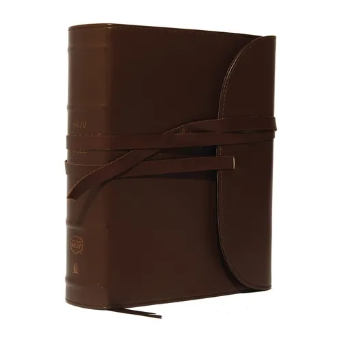 NKJV, Journal the Word Bible, Large Print, Premium Leather, Brown, Red Letter Edition: Reflect, Journal, or Create Art Next to Your Favorite Verses - Leather