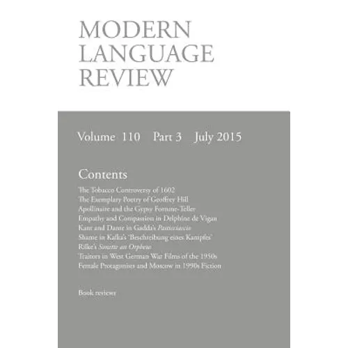 Modern Language Review (110: 3) July 2015