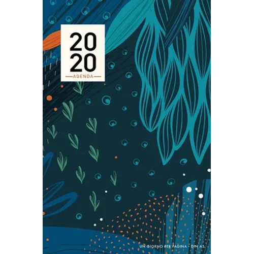 Agenda 2020 giorno per pagina: Agenda 2020 giornaliera A5, copertina rigida, 15x21 cm, 12 mesi, colore blu, floreale