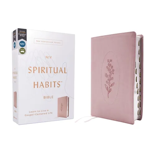Niv, Spiritual Habits Bible, Leathersoft, Pink, Red Letter, Thumb Indexed, Comfort Print: Learn to Live a Gospel-Centered Life - Imitation Leather