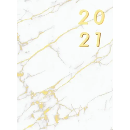 Grand Agenda 2021 Semainier: Couverture Rigide, Agenda Semainier 2021 1 Semaine sur 2 Pages, Agenda Planner 12 Mois, Planificateur Relié, Marbre blanc