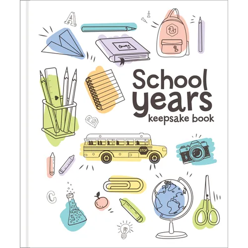 School Years Keepsake Book (White Cover): Kindergarten Through 8th Grade with Fill-In Prompts & Photo Spaces Memory Book Gift for Kids, Students, Pare
