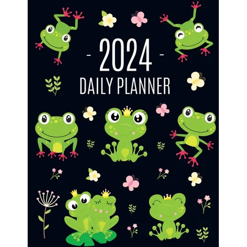 Frog Planner 2024: Funny Amphibian Monthly Agenda January-December Organizer (12 Months) Cute Green Water Animal Scheduler