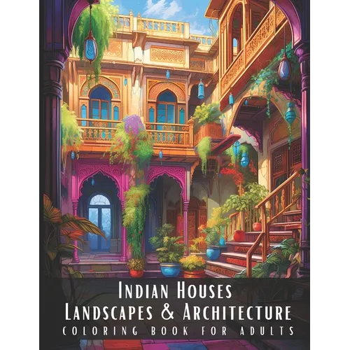 Indian Houses Landscapes & Architecture Coloring Book for Adults: Beautiful Nature Landscapes Sceneries and Foreign Buildings Coloring Book for Adults