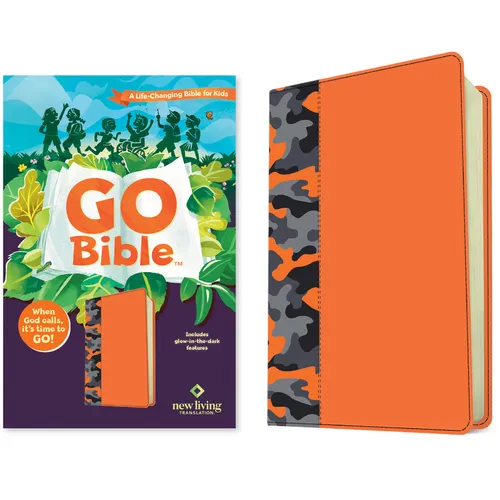 NLT Go Bible for Kids (with Glow-In-The-Dark Features) (Leatherlike, Orange Camo): A Life-Changing Bible for Kids