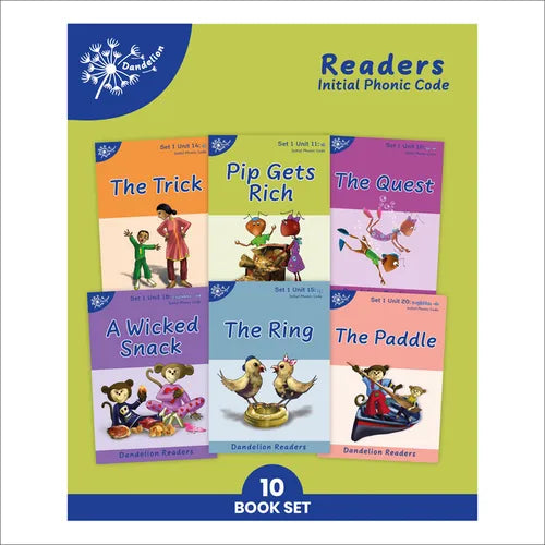 Phonic Books Dandelion Readers Set 1 Units 11-20 (Two-Letter Spellings Sh, Ch, Th, Ng, Qu, Wh, -Ed, -Ing, Le): Decodable Books for Beginner Readers Tw
