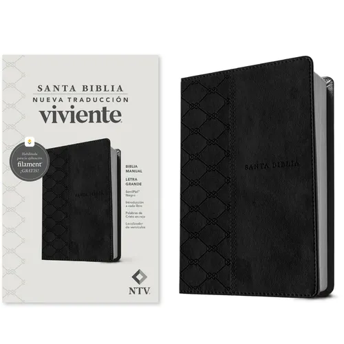 Biblia Manual Ntv, Letra Grande Con Filament (Sentipiel, Negro, Letra Roja)