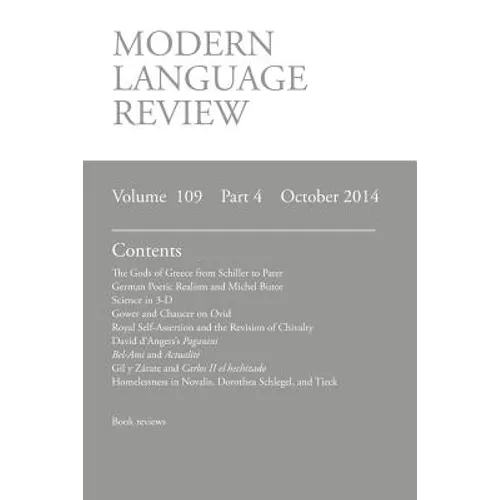 Modern Language Review (109: 4) October 2014