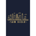 San Diego: San Diego Skyline inspired design. City of California, sights and history. Travel Cityscape.
