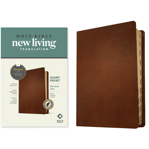 NLT Personal Size Giant Print Bible, Filament Enabled Edition (Red Letter, Genuine Leather, Brown, Indexed)