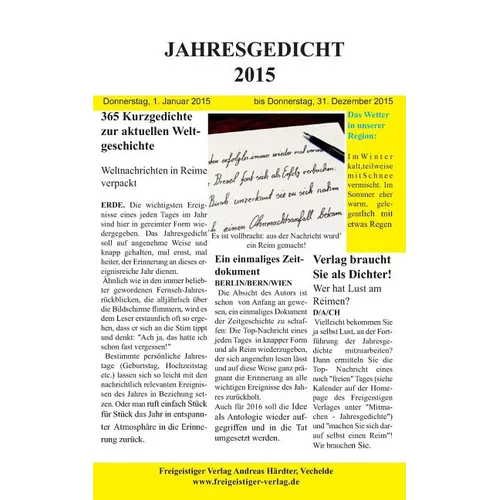 Jahresgedicht 2015: 365 Kurzgedichte zur aktuellen Zeitgeschichte