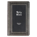 KJV Holy Bible, Giant Print Standard Size Faux Leather Red Letter Edition - Thumb Index & Ribbon Marker, King James Version, Gray/Black