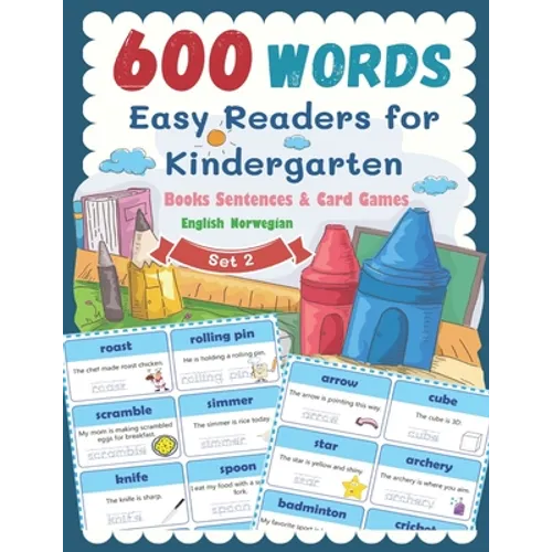 600 Words Easy Readers for Kindergarten Books Sentences & Card Games English Norwegian Set 2: Smart Guided Reading Level for Preschool, Pre-K and kind