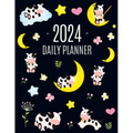 Cow Planner 2024: Cute 2024 Daily Organizer: January-December (12 Months) Pretty Farm Animal Scheduler With Calves, Moon & Hearts
