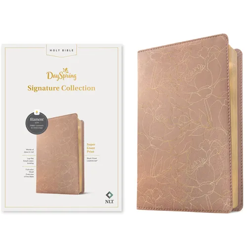 NLT Super Giant Print Bible, Dayspring Signature Collection, Filament Enabled (Leatherlike, Blush Floral, Red Letter)