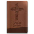 Santa Biblia de Promesas Reina Valera 1960 / Jesús Para Todos / Letra Grande / Tamaño Manual / Piel Especial Con Índice Y Cierre / Café // Spanish Pro