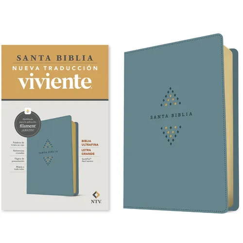 Biblia Ultrafina Ntv, Letra Grande Con Filament (Sentipiel, Azul Sereno, Letra Roja)