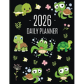 Turtle Planner 2026: Cute Tortoise Organizer: January-December (12 Months) Beautiful Agenda With Green Reptile Animal, Butterflies & Flowers