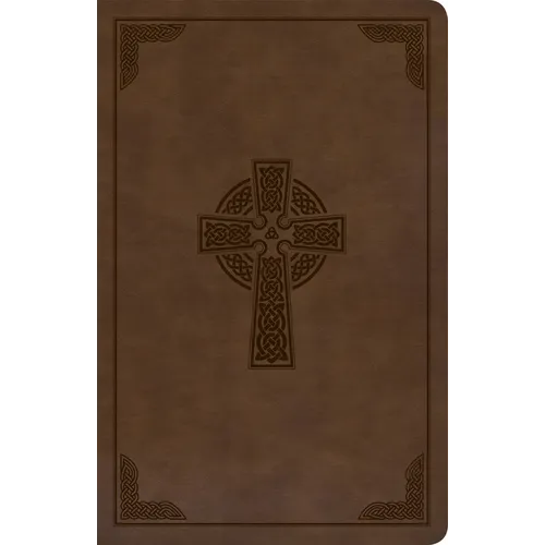 KJV Large Print Personal Size Reference Bible, Brown Celtic Cross Leathertouch