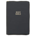 KJV Bible Thinline Large Print (Faux Leather, Black W/Zipper)