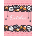 October: Boo boo Halloween pink cover and dotted pages, Extra large (8.5 x 11) inches, 110 pages, White paper