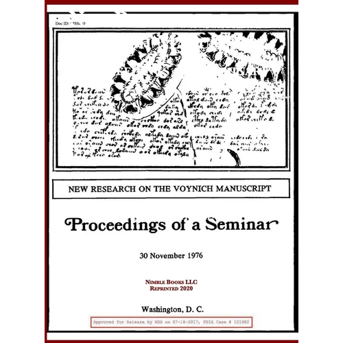 New Research on the Voynich Manuscript: Proceedings of a Seminar