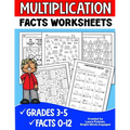 Multiplication Facts Worksheets: Grades 3-5 Digits 0-12 Math Worksheets