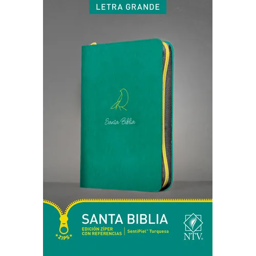 Santa Biblia Ntv, Edición Zíper Con Referencias, Letra Grande (Sentipiel, Turquesa, Índice)