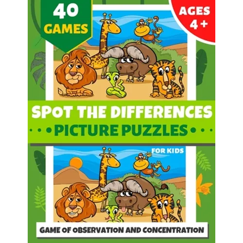 Spot the Differences Picture Puzzles for Kids: Ages 4 and Up Search and Find Book for Kid 40 Color Pages ] Over 320 Differences Game of Observation an