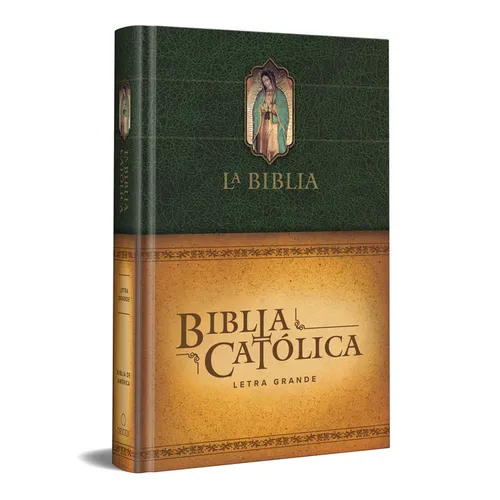 La Biblia Católica: Tamaño Grande, Edición Letra Grande. Tapa Dura, Verde, Con Virgen