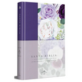 Biblia Rvr1960 Tapa Dura Y Tela Morada Con Flores Tamaño Manual / Spanish Bible Rvr 1960 Handy Size Large Print Hardcover Cloth with Purple Floral