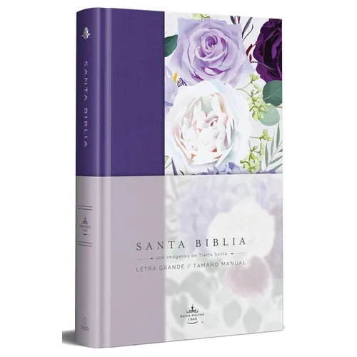Biblia Rvr1960 Tapa Dura Y Tela Morada Con Flores Tamaño Manual / Spanish Bible Rvr 1960 Handy Size Large Print Hardcover Cloth with Purple Floral