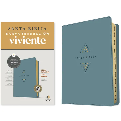 Biblia Ultrafina Ntv, Letra Grande Con Filament (Sentipiel, Azul Sereno, Índice, Letra Roja)