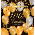 100 & Fabulous: An Elegant Black and Gold 100th Birthday Keepsake Journal - Sign-In Pages, Wishes & Memories, Gift Log & Photo Pages - Perfect Gift fo