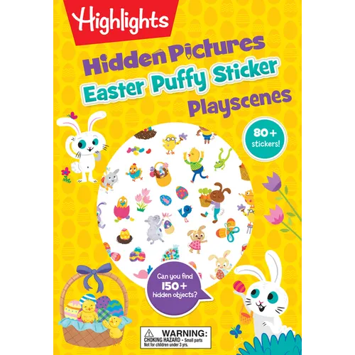 Easter Hidden Pictures Puffy Sticker Playscenes: Easter-Themed Puzzles and Puffy Stickers, Kids Easter Activity Book with Egg Hunt Games, Flower Stick
