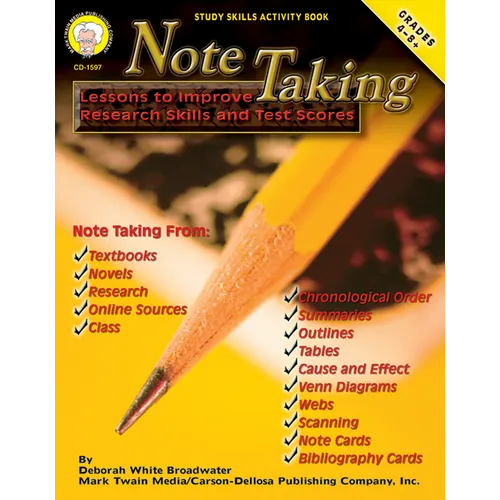 Note Taking, Grades 4 - 8: Lessons to Improve Research Skills and Test Scores