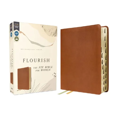 Flourish: The NIV Bible for Women, Leathersoft, Brown, Thumb Indexed, Comfort Print