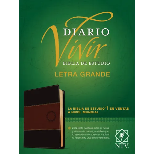 Biblia de Estudio del Diario Vivir Ntv, Letra Grande (Sentipiel, Café/Café Claro, Letra Roja)