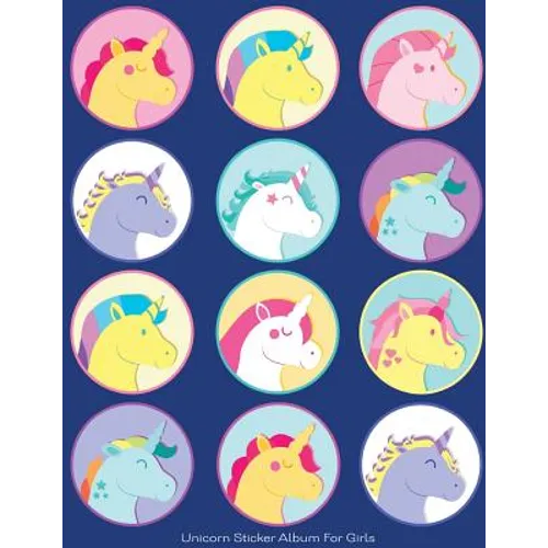 Unicorn Sticker Album For Girls: 100 Plus Pages For PERMANENT Sticker Collection, Activity Book For Girls, Blue - 8.5 by 11