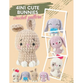 4in1 Cute Bunnies Crochet Pattern: No-Sew Mini Bunny Amigurumi Easy and Quick Crochet Projects