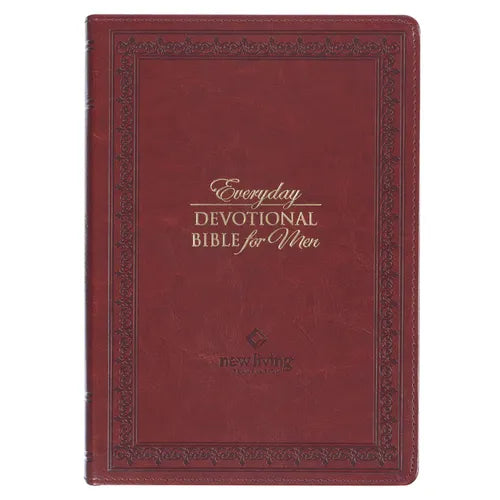 NLT Holy Bible Everyday Devotional Bible for Men New Living Translation, Vegan Leather, Burgundy Debossed
