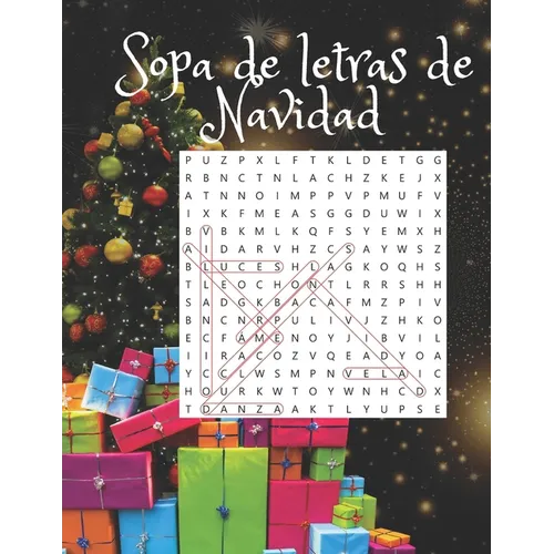 sopa de letras de navidad: Libro de búsqueda de palabras en español para adultos con soluciones . Spanish Christmas Wordsearch