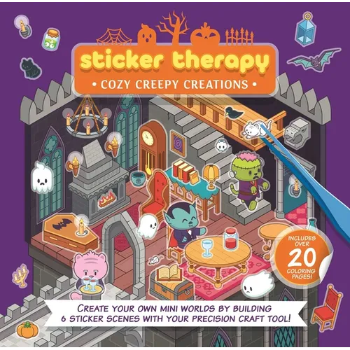 Sticker Therapy: Cozy Creepy Creations: Create Your Own Mini Worlds by Building 6 Sticker Scenes with Your Precision Craft Tool