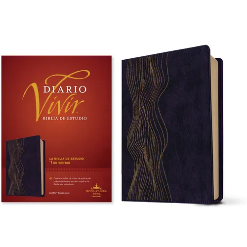 Biblia de Estudio del Diario Vivir Rvr60 (Sentipiel, Morado Oscuro, Letra Roja)