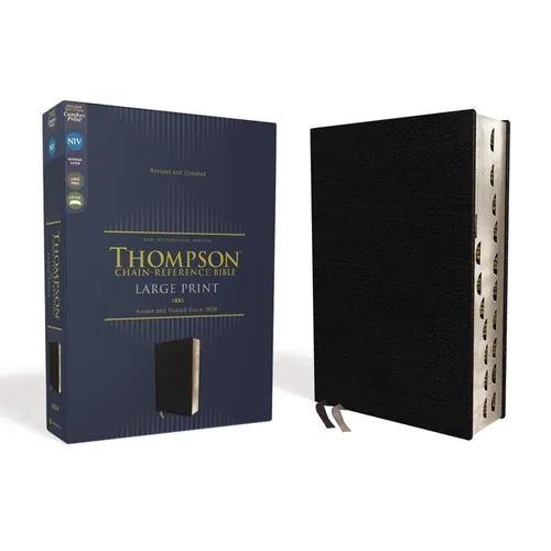 Niv, Thompson Chain-Reference Bible, Large Print, Bonded Leather, Black, Thumb Indexed, Red Letter, Comfort Print