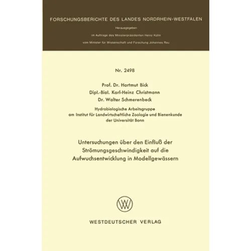 Untersuchungen über den Einfluß der Strömungsgeschwindigkeit auf die Aufwuchsentwicklung in Modellgewässern