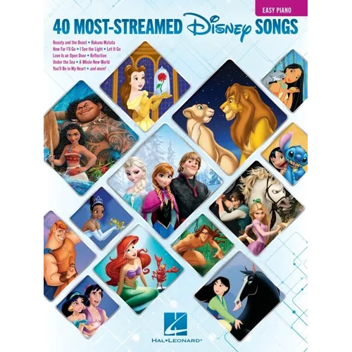 The 40 Most-Streamed Disney Songs: Easy Disney Piano Sheet Music Songbook for Beginners